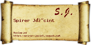 Spirer Jácint névjegykártya